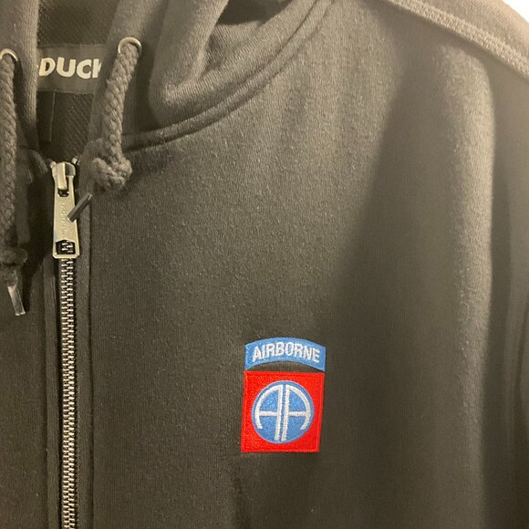 82nd AIRBORNE, DRI DUCK Black Mission Full Zip, Hooded Jacket Sz XL, Work Wear - Picture 1 of 5